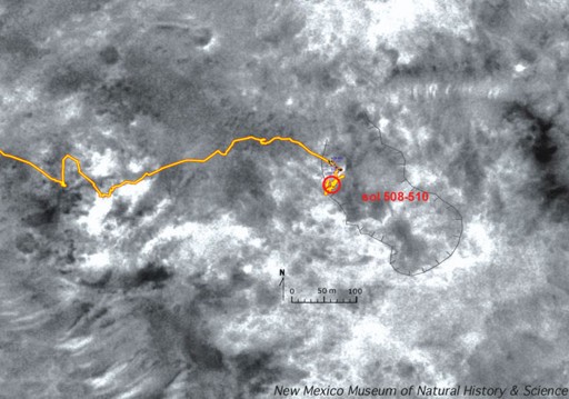 Orbit-Wegmarkierungen bis Sol 512